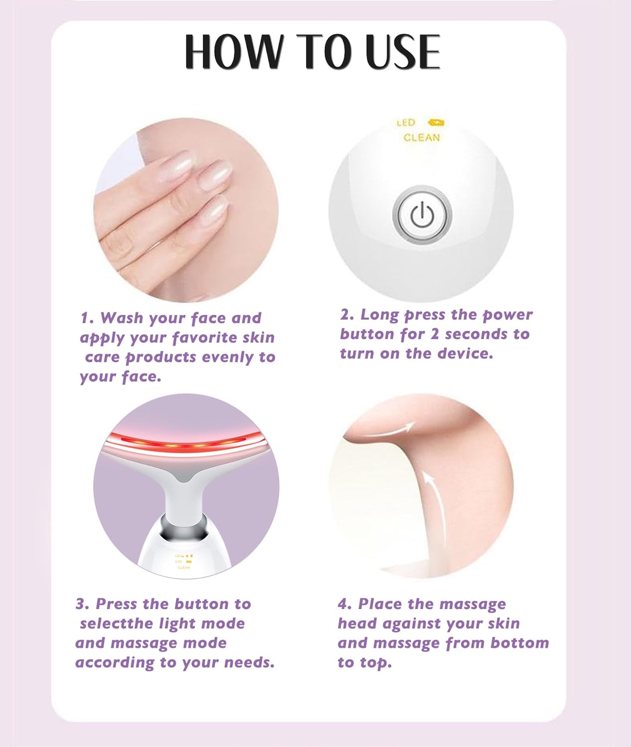 Fastaid Red-Light-Therapy-for-Face and Neck, Red Light Therapy Wand, 7 Color Led Face Neck Massager for Skin Care, White