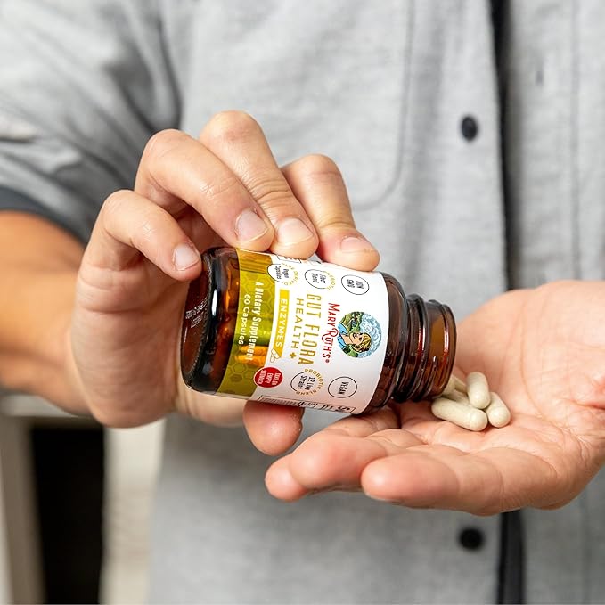 MaryRuth Organics Gut Flora Health+ Enzymes | Up to 2 Month Supply | Prebiotic Probiotic Digestive Enzymes Blend for Healthy Gut Biome & Digestive Support | Gastrointestinal Health | 60 Capsules