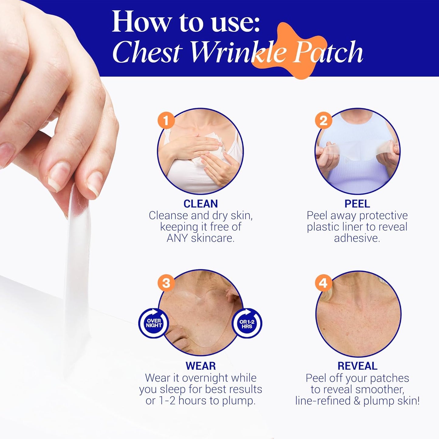 Wrinkles Schminkles Chest Wrinkle Patch - Reusable Silicone Smoothing Pads for Cleavage & Body, Reduce Wrinkles & Stretch Marks, Sensitive Formulated, Secret to Radiant Skin (1 Pack)