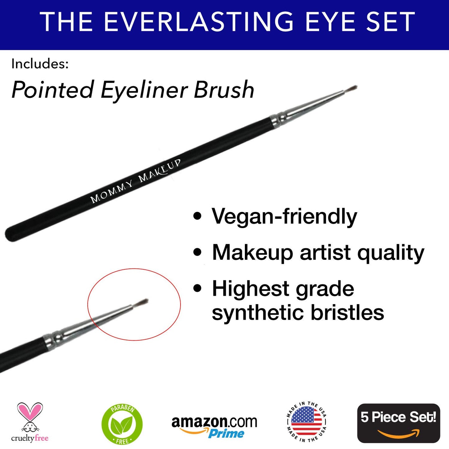 The Everlasting Eye 5 Piece Waterproof Makeup Set. Gel Eyeliner, Creme Eyeshadow, 2 brushes and Mesh Bag. Paraben-free, Talc-free, Cruelty-free. Cameo/Chocolate Kiss 2302
