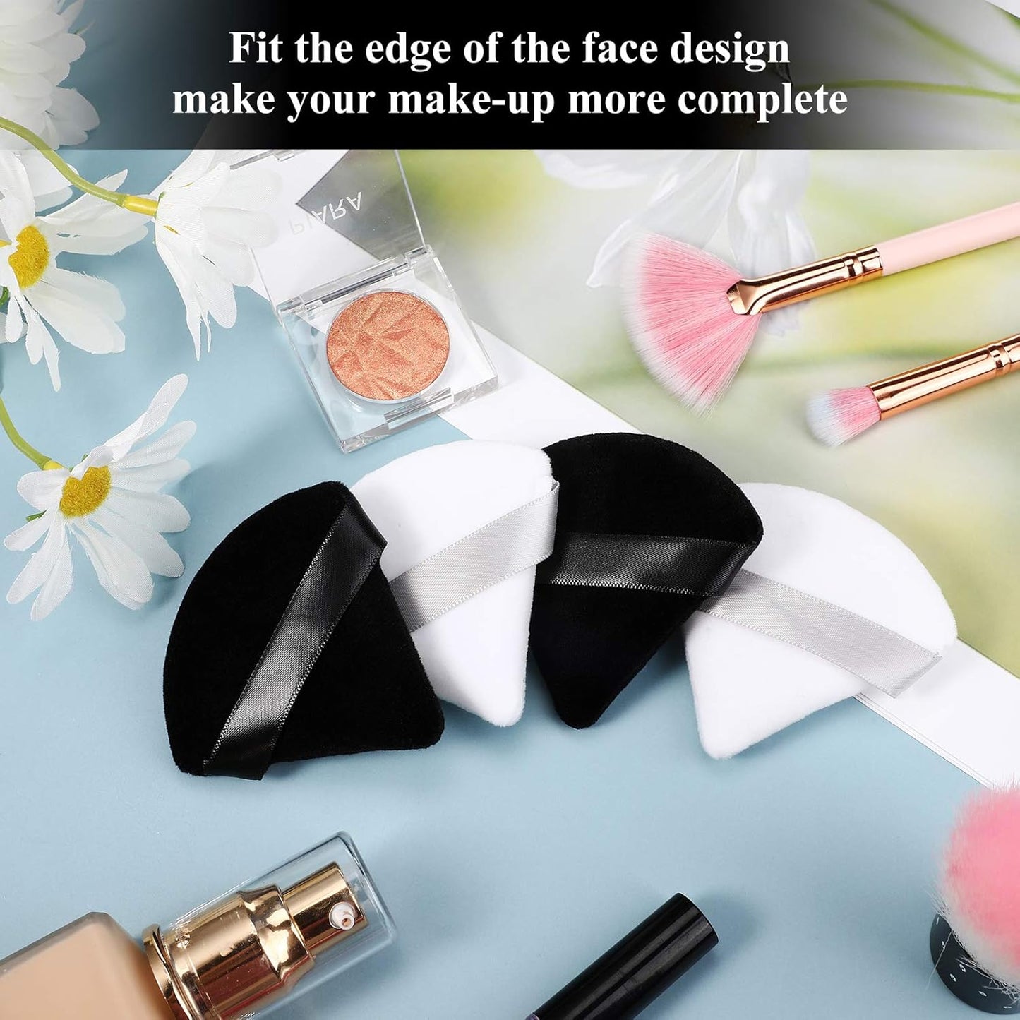 Maitys 12 Pieces Powder Puff Triangle Face Makeup Cosmetic for Loose Powder Soft Body Washable Reusable Foundation Sponge Mineral Wet Dry Makeup Tool(Black, White, Small)