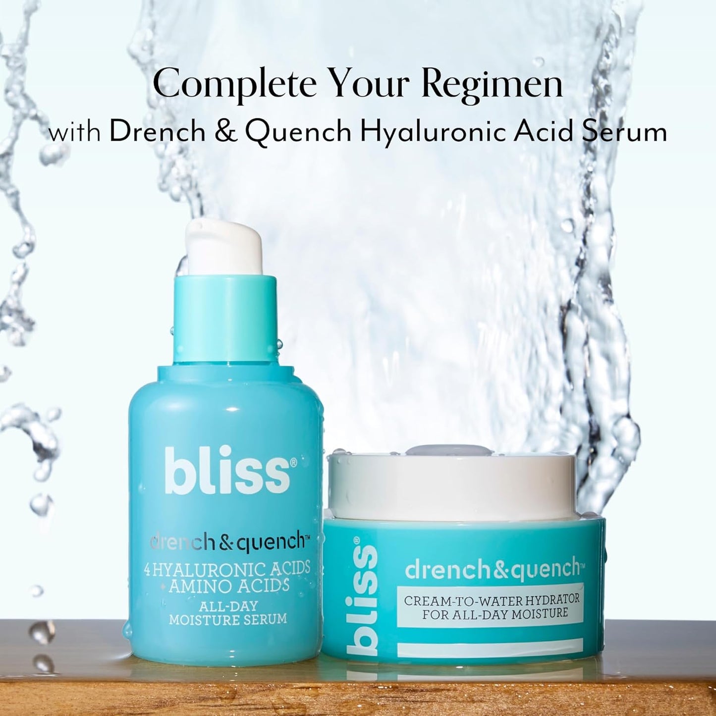 Bliss Drench & Quench Hyaluronic Acid Cream to Water Moisturizer | Lightweight Face Cream with 4 Types of Hyaluronic Acid for All Day Hydration and Plump Skin | Clean Vegan & Cruelty Free 1.7 fl oz