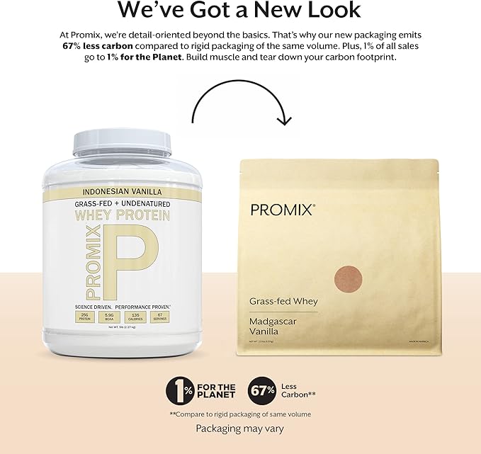 Promix Whey Protein Powder, Vanilla - 5lb Bulk - Grass-Fed & 100% All Natural - Post Workout Fitness & Nutrition Shakes, Smoothies, Baking & Cooking Recipes - Gluten-Free & Keto-Friendly