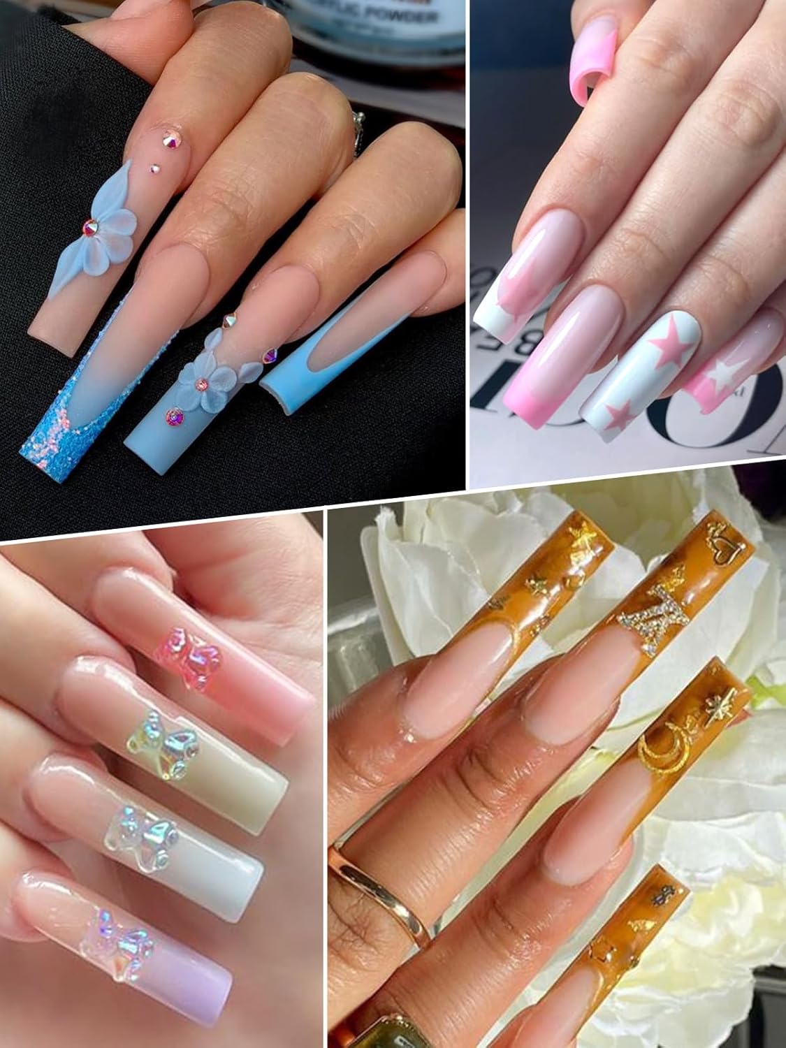 TOROKOM Poly Nail Gel Dual Nail Forms, 120 PCS Poly Nail Gel Long Square Structure Nail Molds for Builder Poly Extension Gel Nail Art Design Salon&DIY