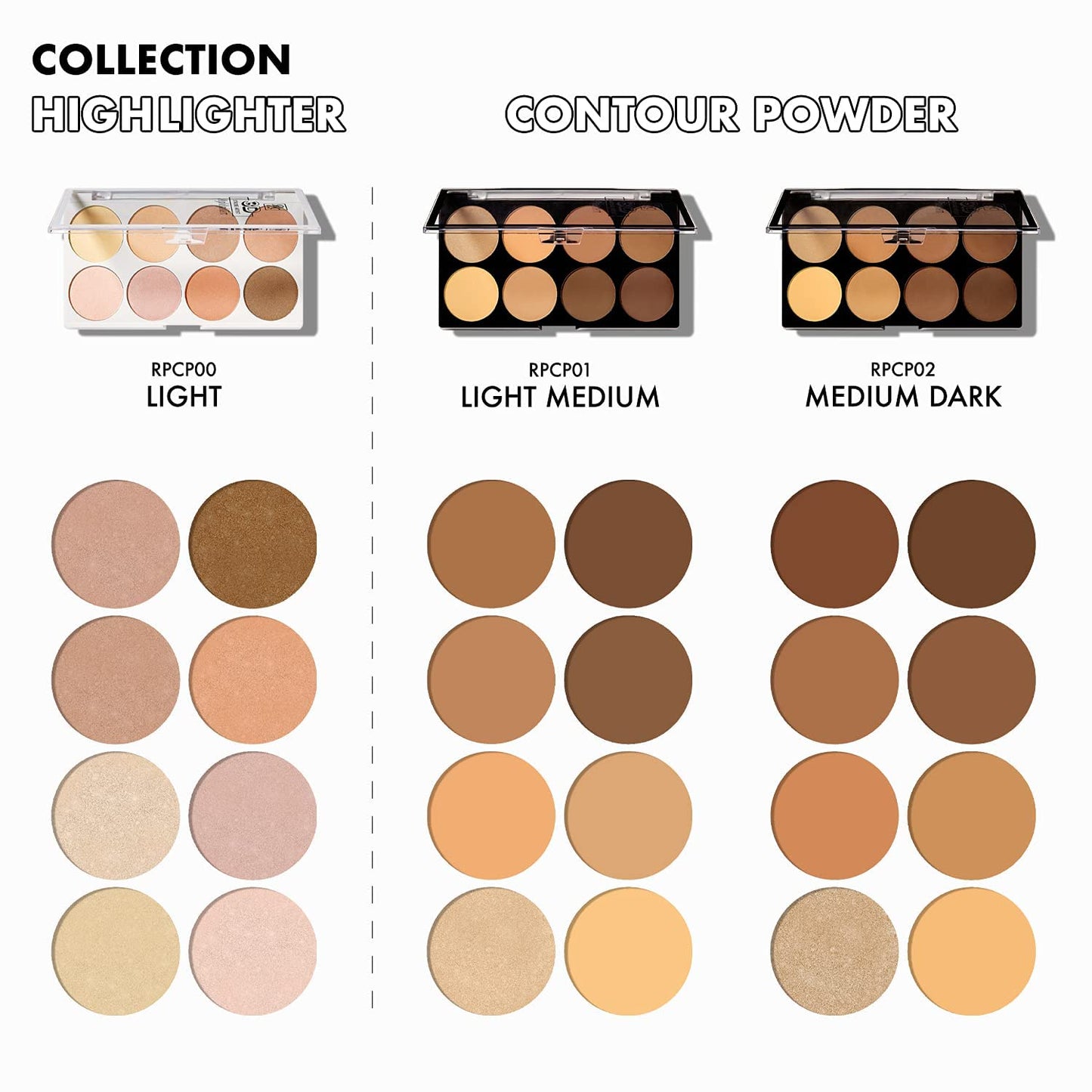 Ruby Kisses Flawless Finish with 3D Contour Powder Makeup Palette - Multiple Contouring Options, Easy Blending, Long-lasting formula, Sculpt &Highlighting, Professional finish (Medium Dark)