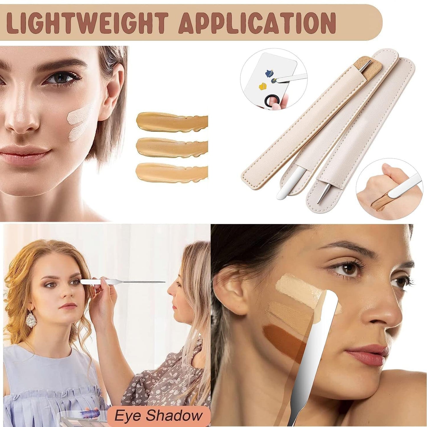 Makeup Spatula and Makeup Palette, Stainless Steel Foundation Palette & Tiny Cosmetic Spatula Tool for Nail, Art, Eye Shadow, Eyelash, Face Makeup (Acrylic)