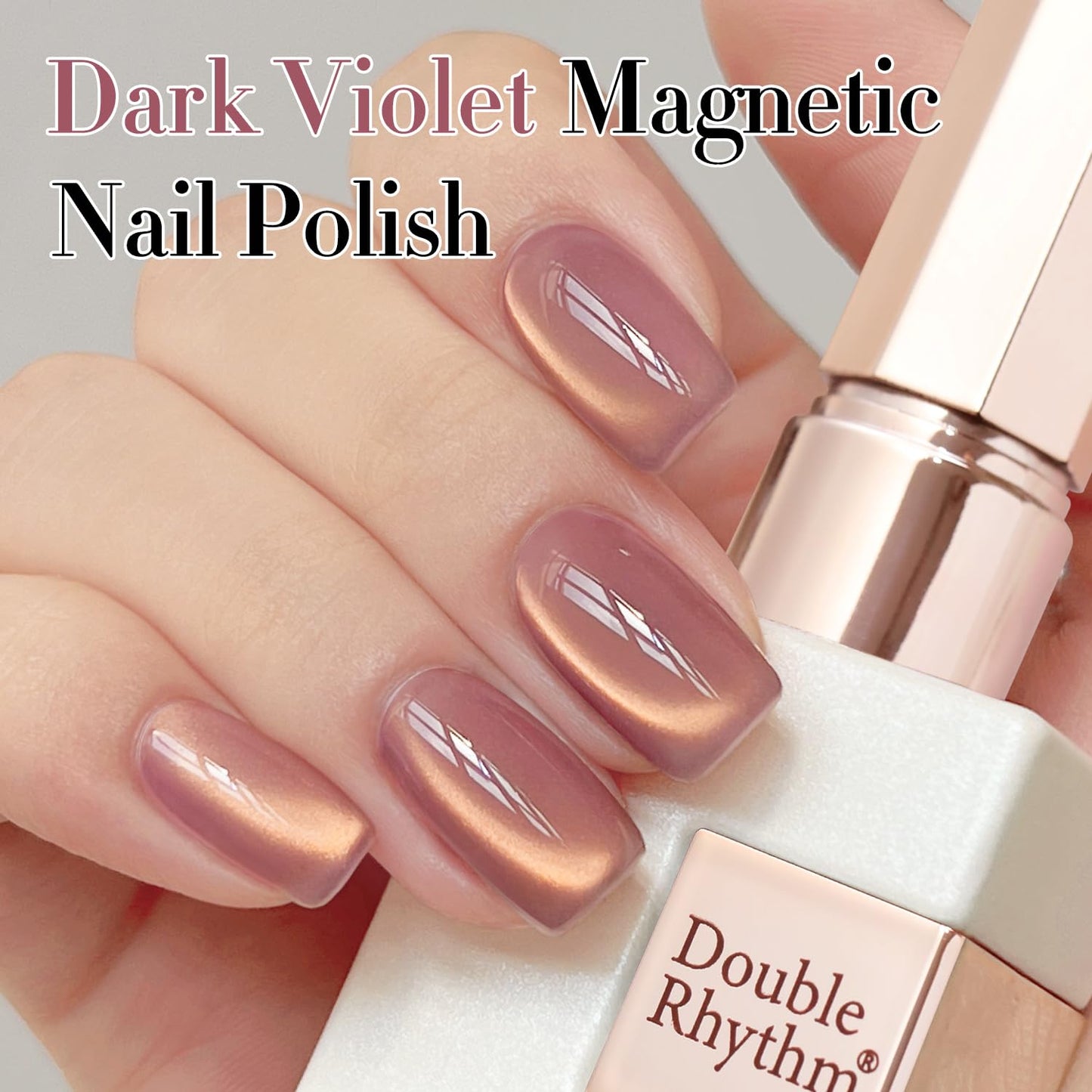 Double Rhythm 15ML Ice Glass Cat Eye Gel Polish with Magnet Holographic Glitter Shimmer Translucent Sheer Color Salon Soak Off Magnetic Nail at Home (Golden Violet-MC1129)