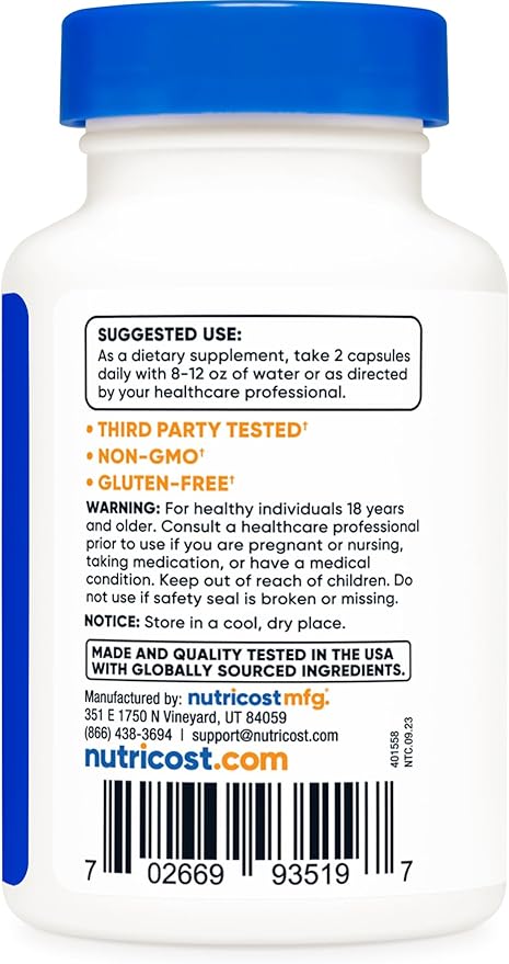 Nutricost Coleus Forskohlii 500mg, 60 Capsules - Maximum Strength Formula