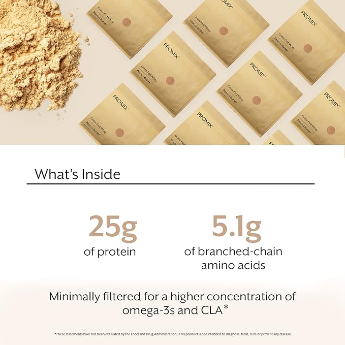 Promix Whey Protein Powder, Peanut Butter - 5lb Bulk - Grass-Fed & 100% All Natural - Post Workout Fitness & Nutrition Shakes, Smoothies, Baking & Cooking Recipes - Gluten-Free & Keto-Friendly