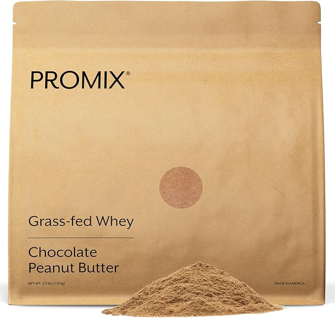 Promix Whey Protein Powder, Chocolate Peanut Butter - 2.5lb Bulk - Grass-Fed & 100% All Natural - Post Workout Fitness & Nutrition Shakes, Smoothies, Baking & Cooking Recipes - Gluten-Free