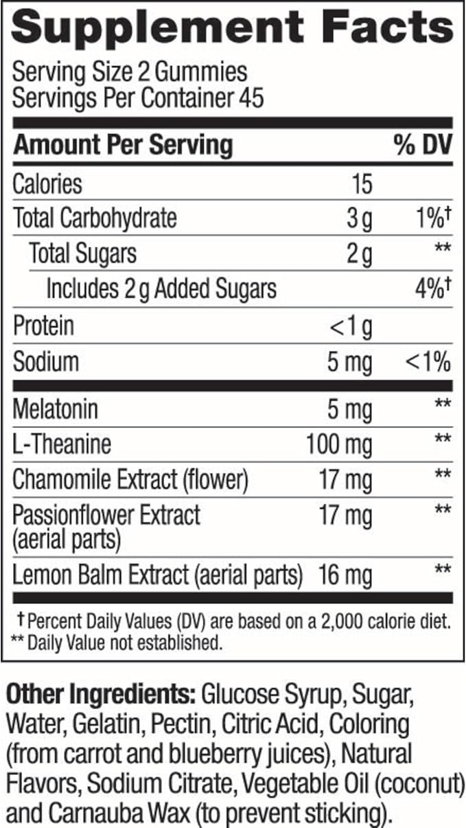 OLLY Extra Strength Sleep Gummy, Occasional Sleep Support, 5 mg Melatonin, L-Theanine, Chamomile, Lemon Balm Extracts, Sleep Aid, BlackBerry Flavor - 90 Count (Packaging May Vary)