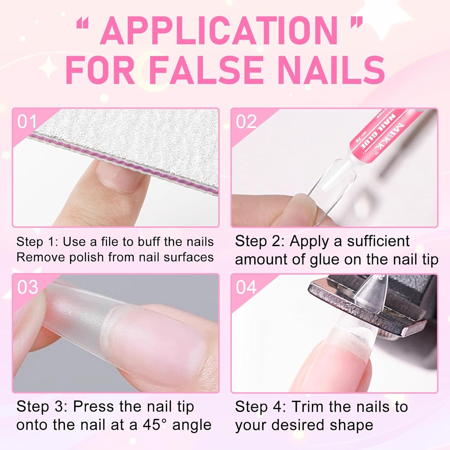 MEKK Nail Glue,Super Strong & Long-Lasting Nail Glue for Acrylic Nails,Press Ons & Nails Tips,Professional Adhesive for Nail Art Supplies,0.07OZ/PCS (24PCS)