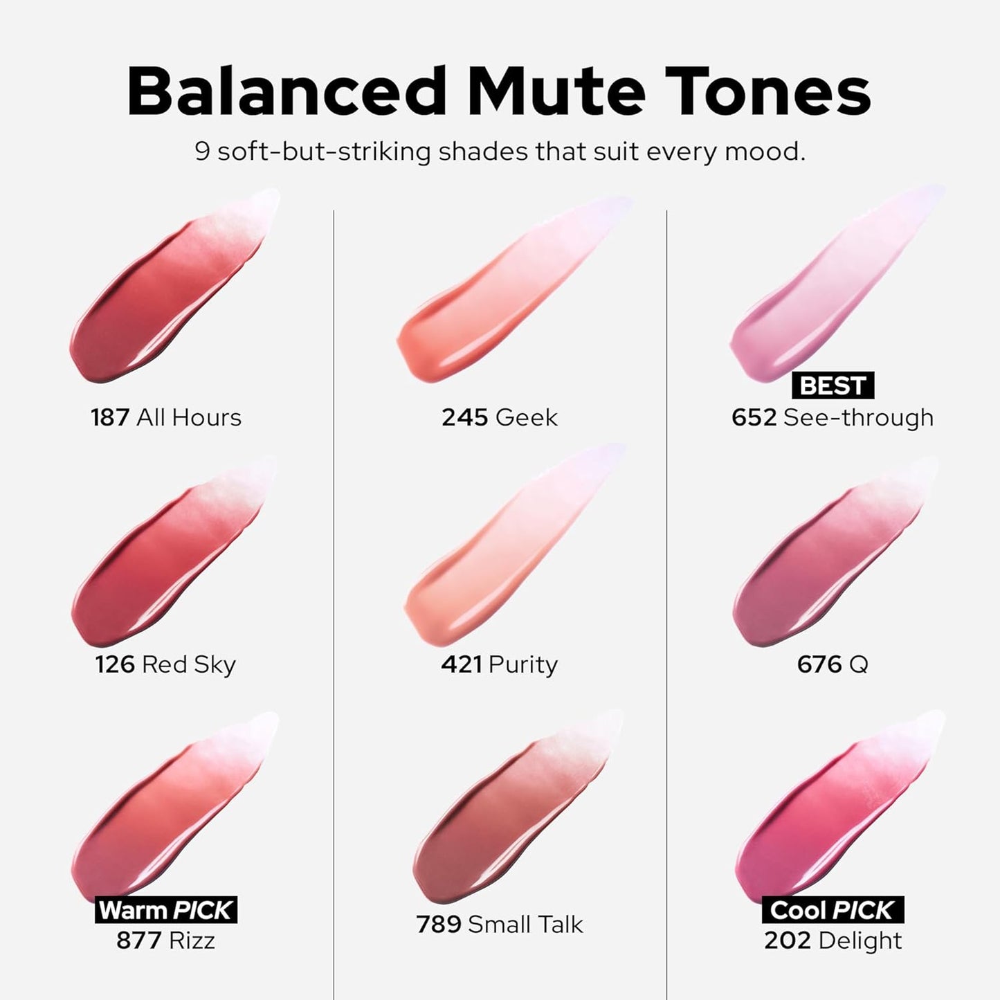 Unseen Balloon Tint, 9 Colors Set for All Skin Types. Buildable Color, Long Lasting Glossy Lip Stains, Lightweight Lip Gloss Make up (676 Q, 0.11 Ounce (Pack of 1))