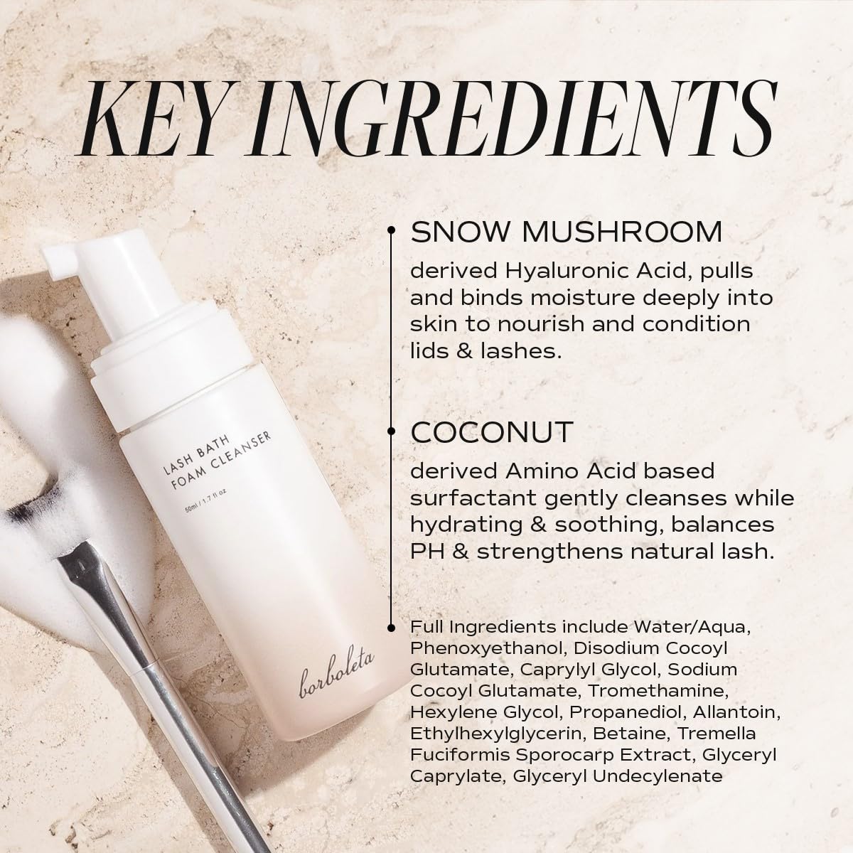 Borboleta Lash Bath Foam Cleanser - Gentle Foam Lash Shampoo - 1.7 fl. Oz.