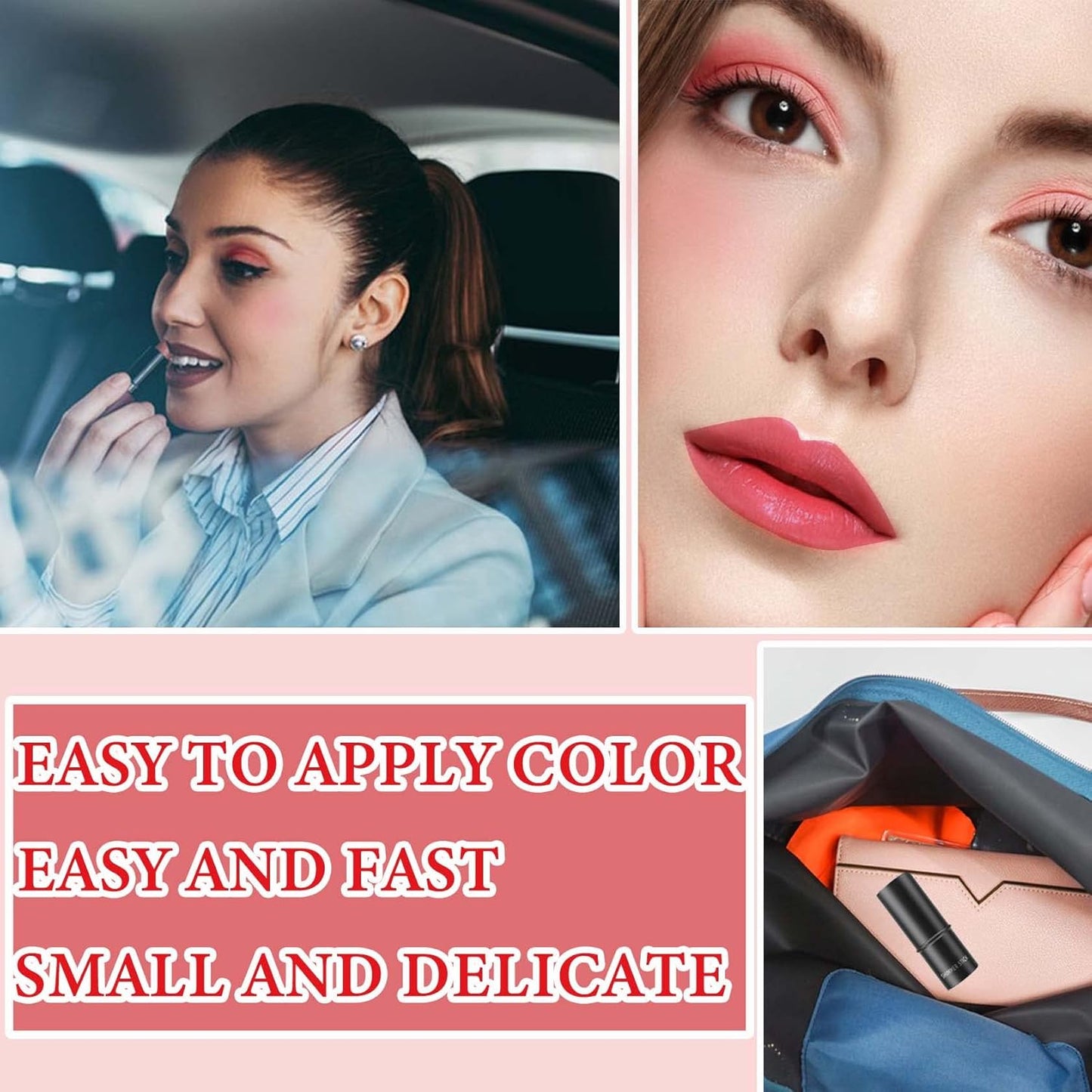 Cream Contour Blush Stick,Long Lasting Waterproof Blush Stick for Cheeks&Lips Multipurpose Face Highlighting Concealing Cream,Shimmer Contour Stick Makeup for Women(Pink)