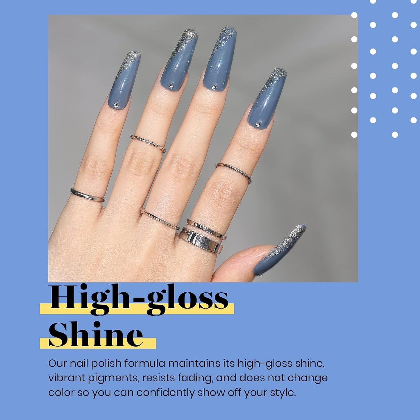 Beetles Blue Gel Nail Polish, 1Pcs 15ML In the Grayish Navy Blue Color Gel Polish Soak Off Nail Art Manicure Salon DIY Uv Nail Lamp Design Decoration at Home