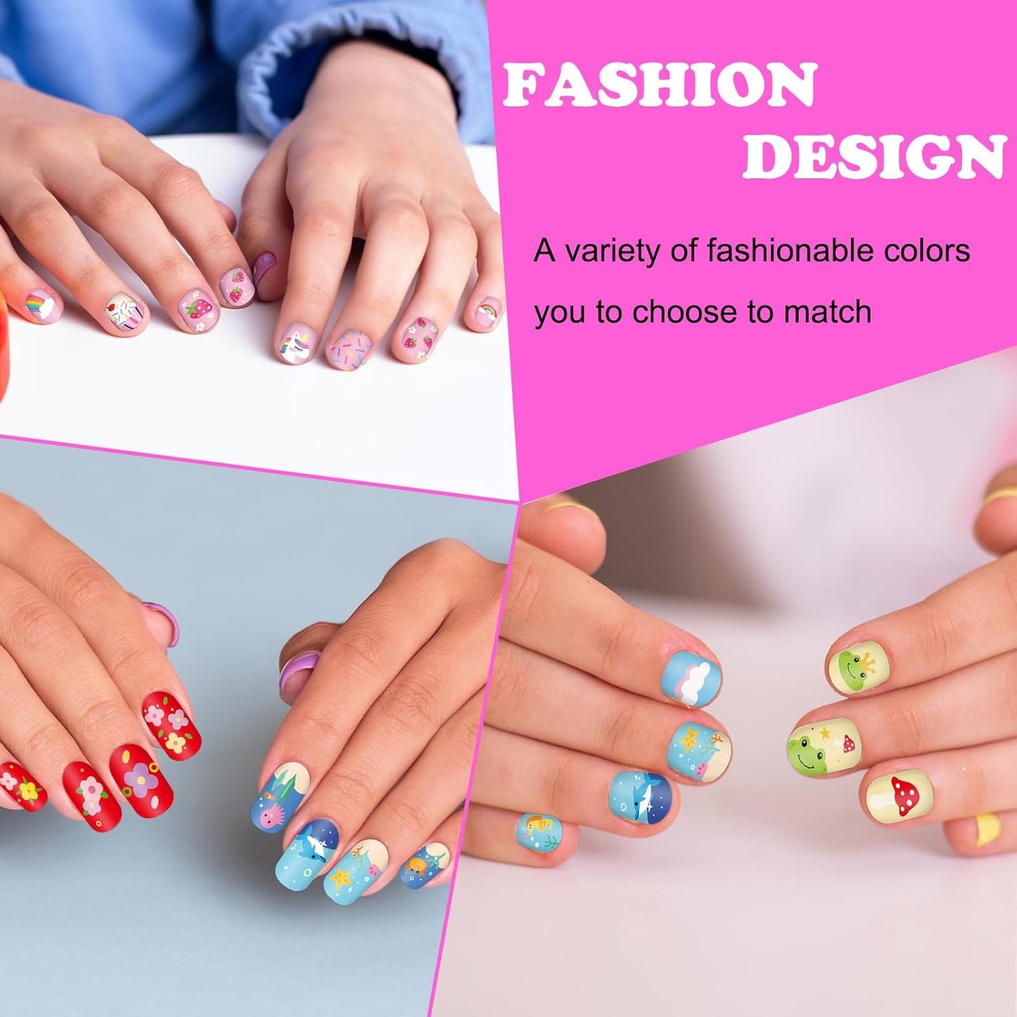 Whaline 6Pcs Kids Nail Plates Stamping Set Cute Animal Floral Dessert Stamp Templates Nail Art Plates for DIY Print Manicure Salon Design