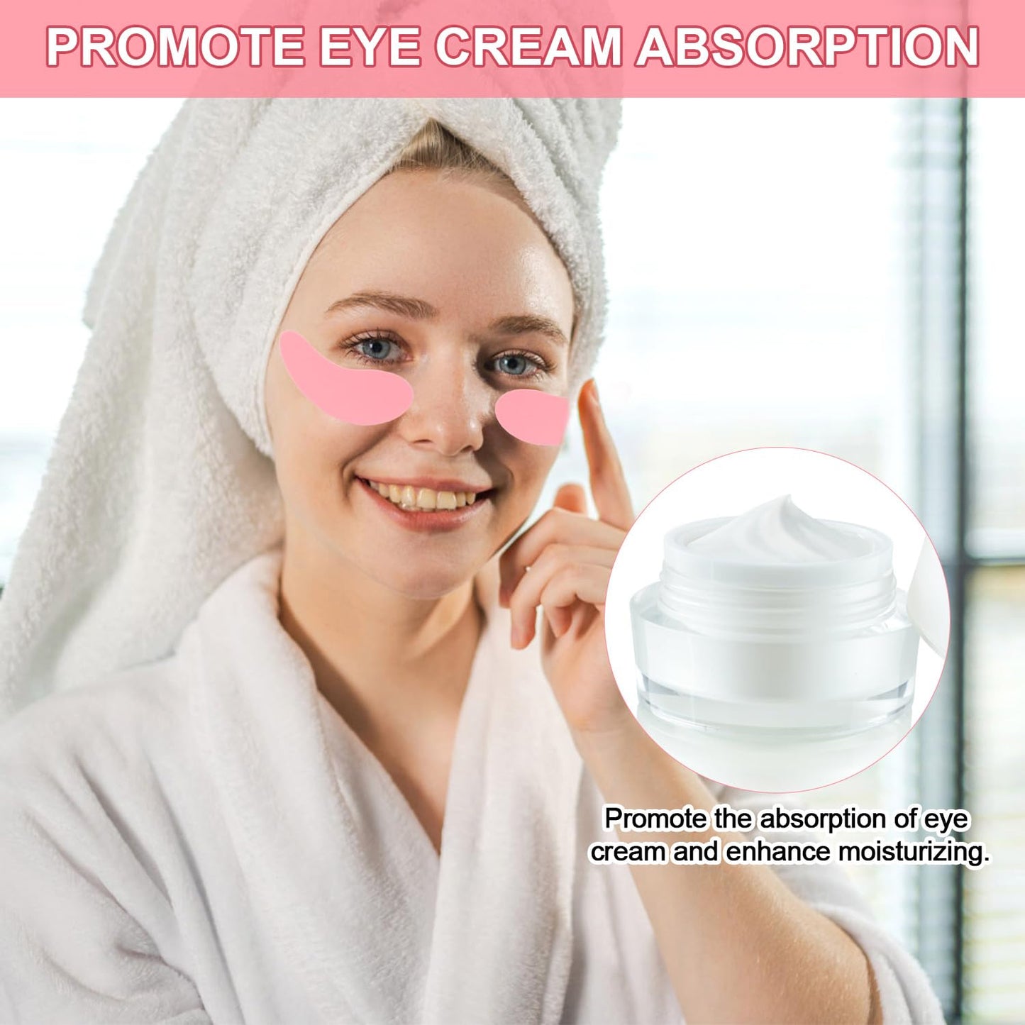 1 Pair Reusable Eye Patch, Silicone Reusable Eye Gel Pads Eye Wrinkle Patches Under Eye Mask, Plump Fine Lines & Wrinkles with Metal Eye Cream Applicator & Tin Case (Pink)