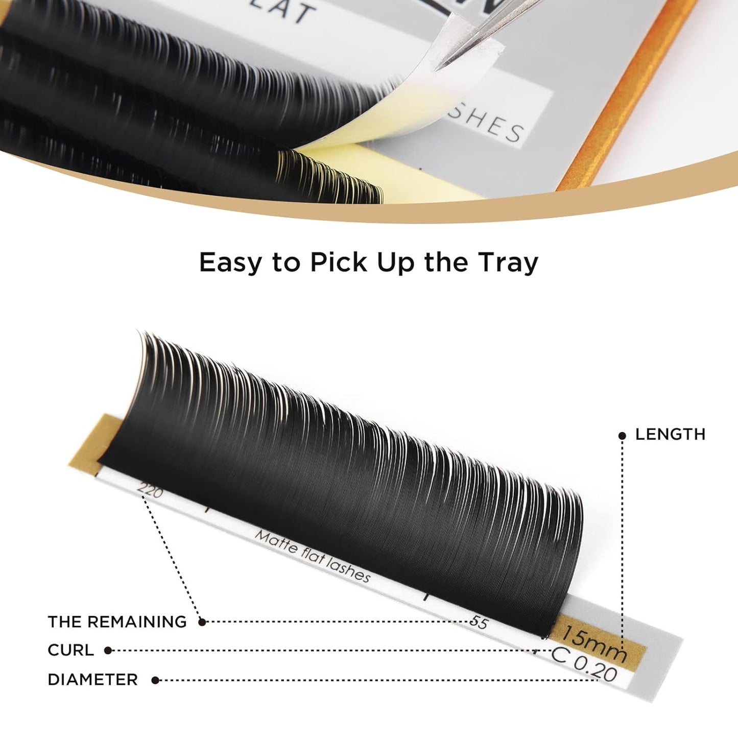LASHVIEW Eyelash Extensions,Ellipse Flat Eyelash Extensions 0.20mm D Curl 8-15mm Mixed Tray, Black,Individual Lashes,Super Matte Extremely Soft Professional Salon Use
