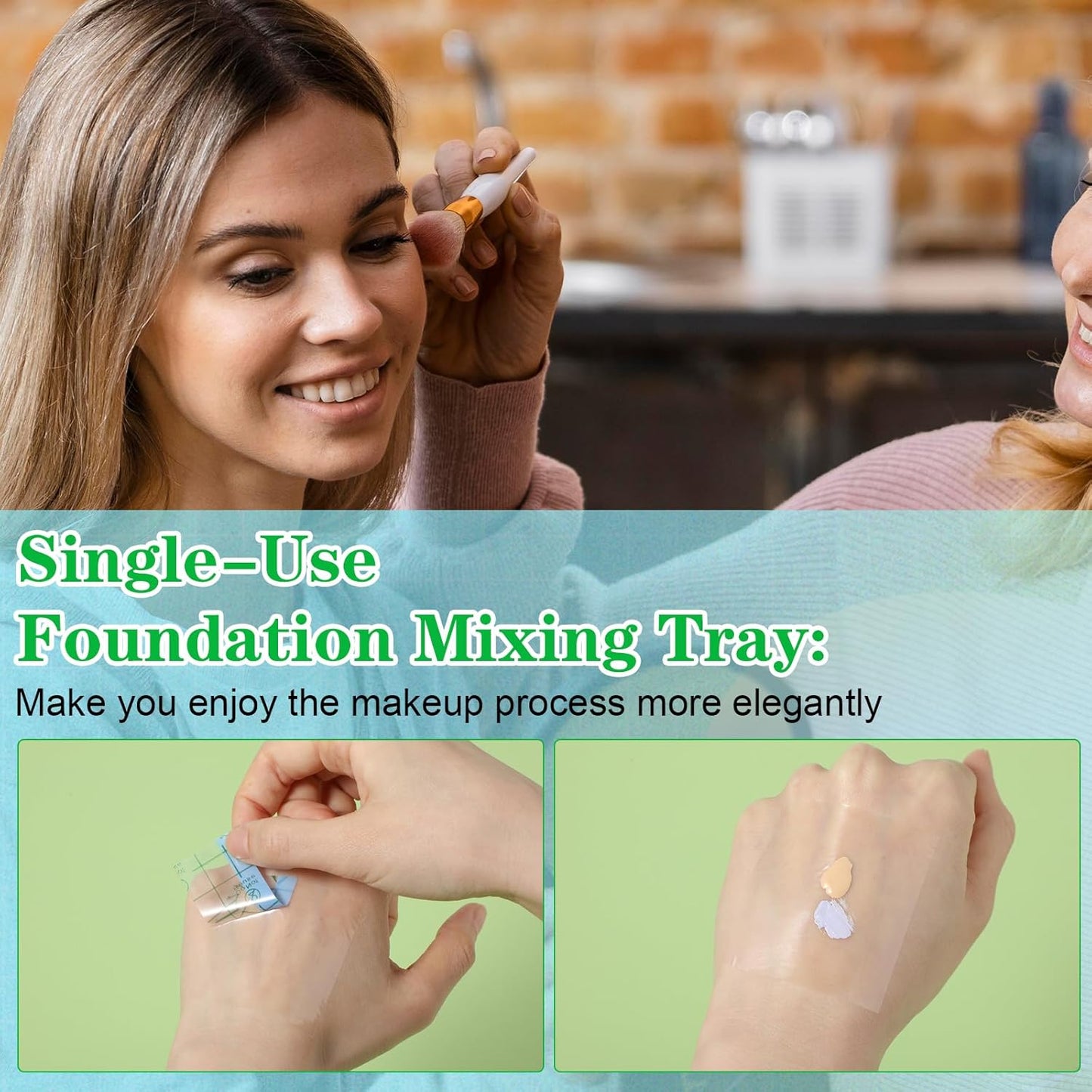 100 Pieces Makeup Hand Palette Single Use Makeup Mixing Palette Professional Makeup Artist Must Haves Disposable Transparent Waterproof Cosmetic Tray Adhesive Tape for Women and Girls