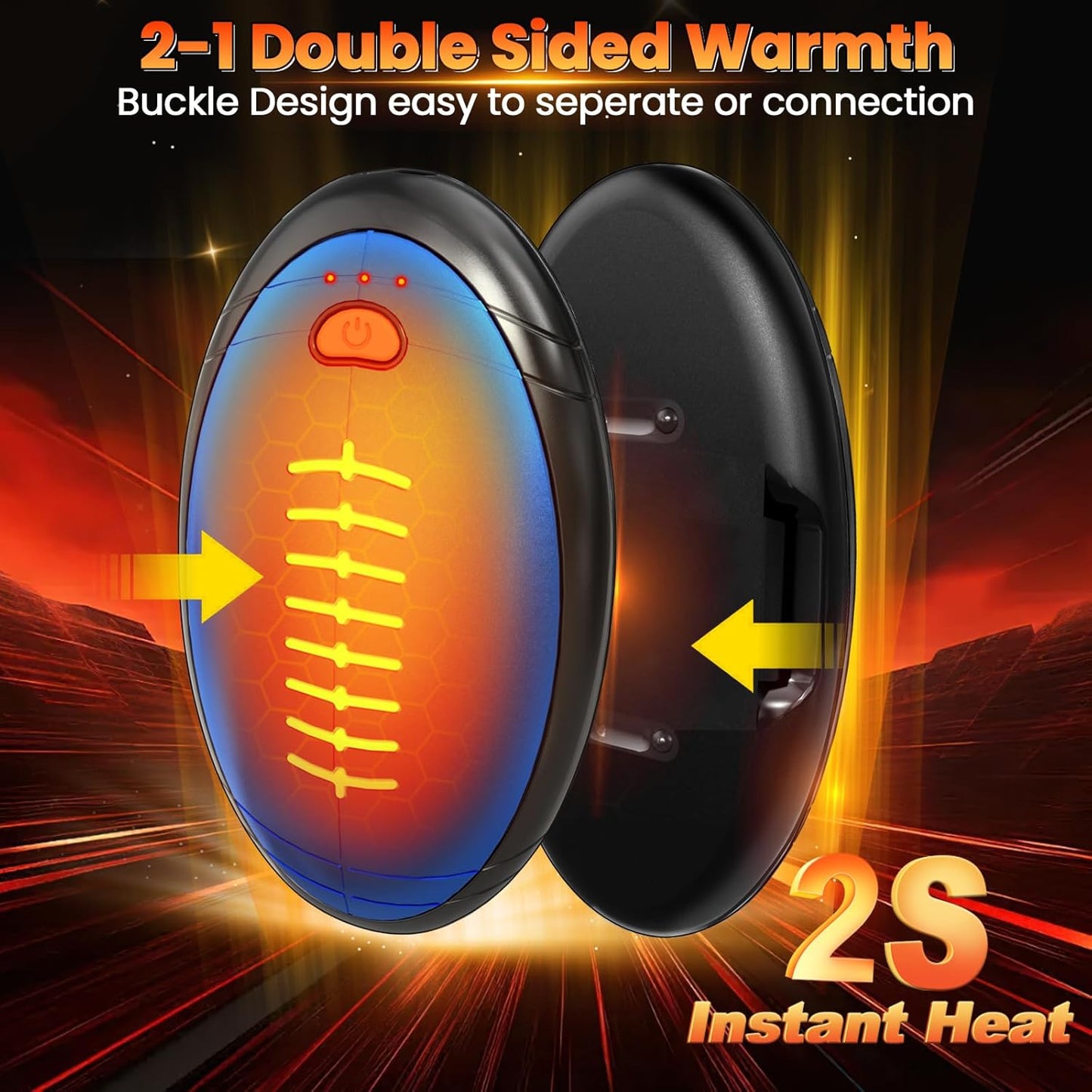 Hand Warmers Rechargeable, 2 Pack Temperature Electric Heater Football Shape Hand Warmer, Quick Charge Portable Hand Warmer Gift for Christmas Outdoors, Hunting, Golf, Camping