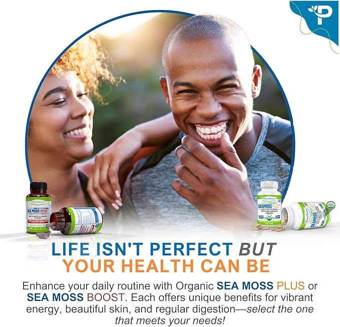 Power By Naturals Sea Moss Plus - USDA Certified Organic Wildcrafted Irish Seamoss, Bladderwrack & Burdock Root, Supplement for Immunity, 60Ct, 2 Pack