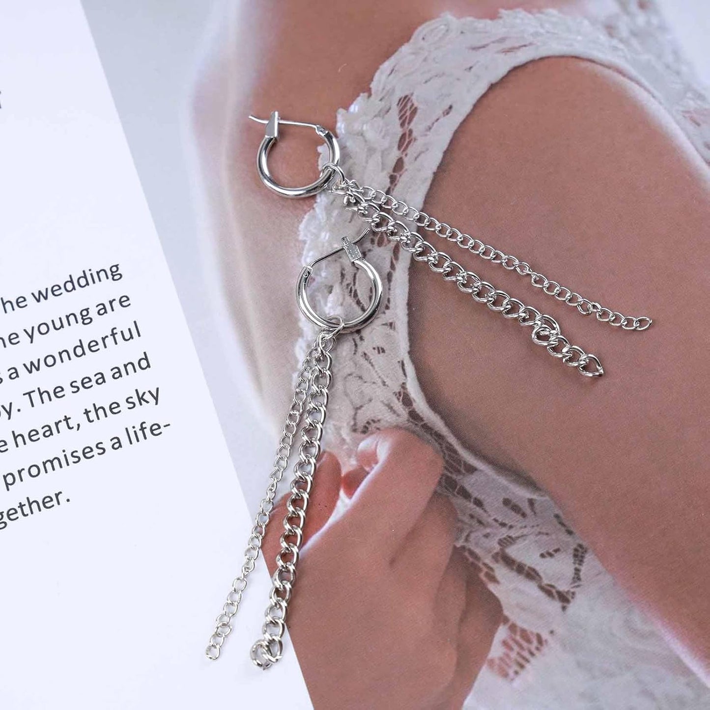 Vintage Layered Chain Dangle Earrings Long Chain Hoop Huggie Earrings Silver Curb Chain Stud Earrings Tassel Chain Drop Earrings Jewelry for Women