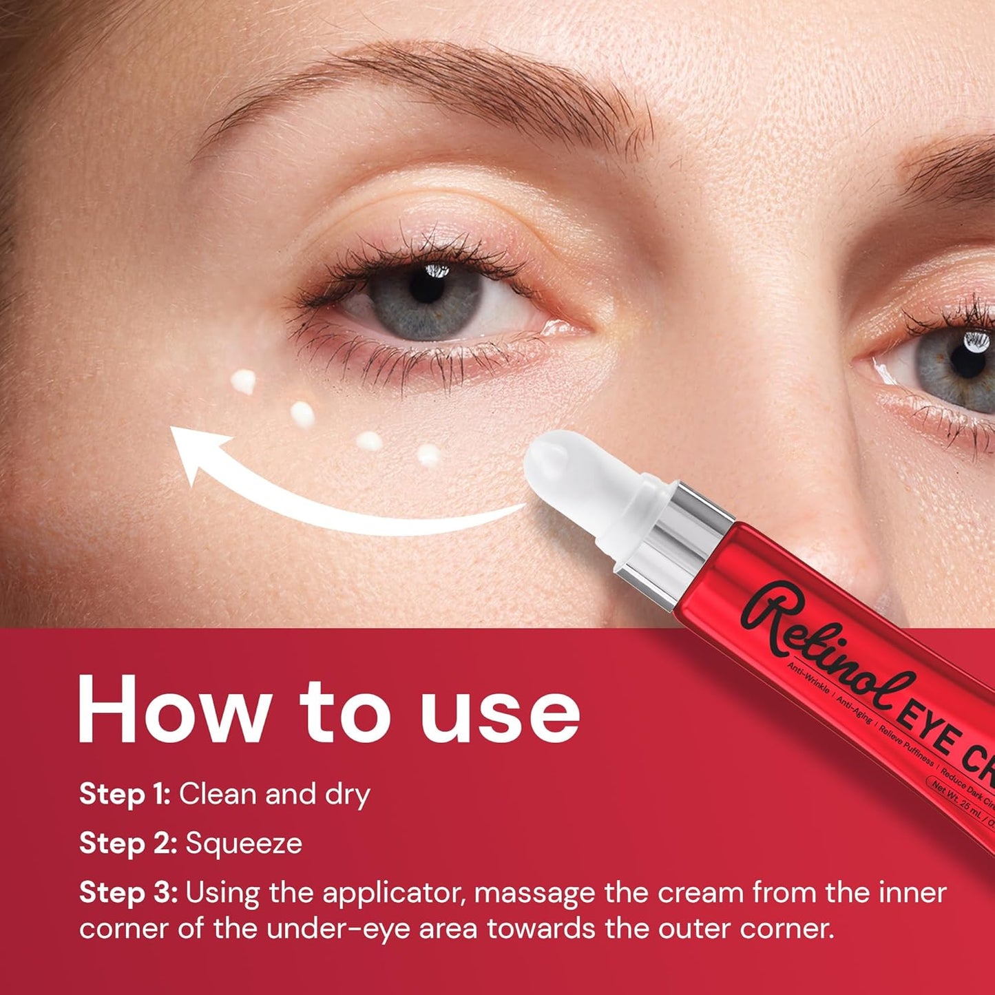 Retinol Eye Cream for Anti-Aging: Hydrating Under Eye Cream with Collagen - Lifting & Tightening Treatment for Fine Lines Smoothing, Reduces Wrinkles, Dark Circles, and Puffiness in 4 Weeks | 25 ml