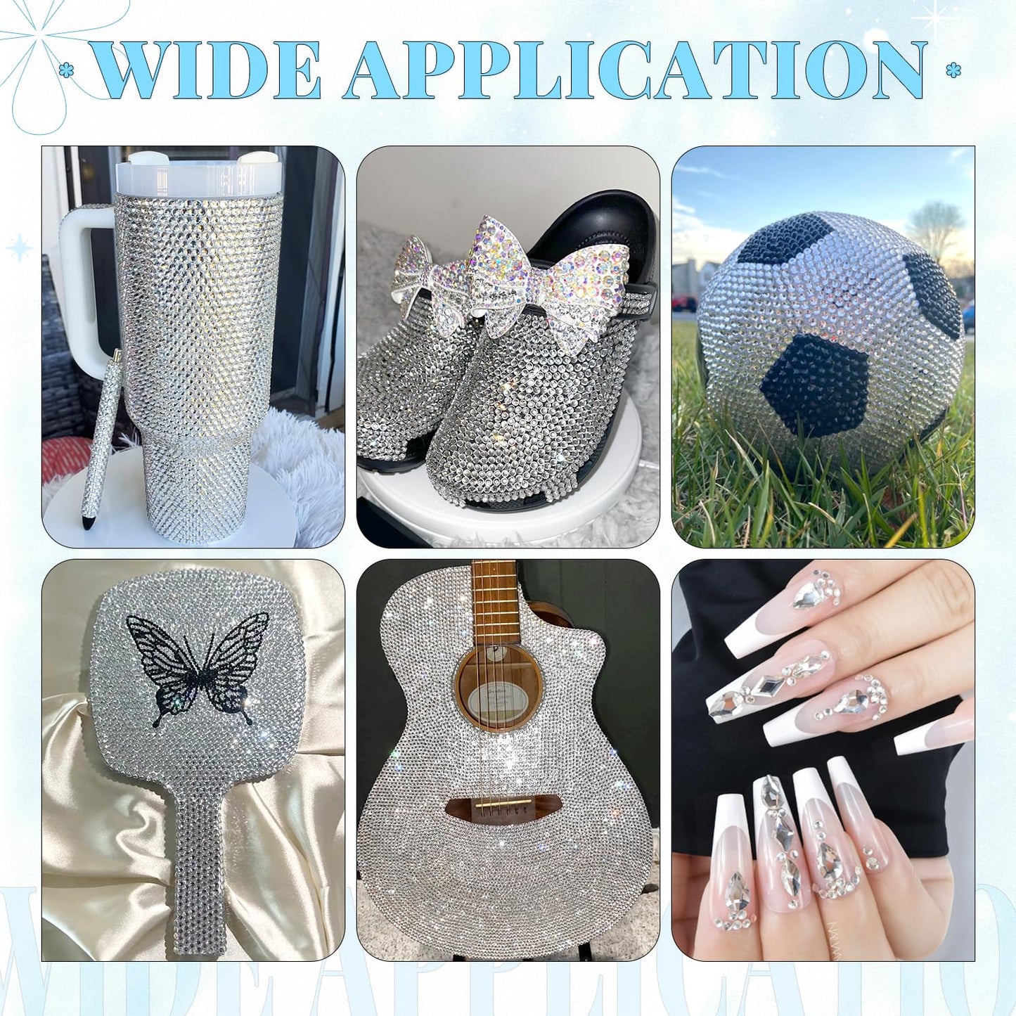 6000Pcs Resin Rhinestones for Bedazzling with 3Pcs B7000 Jewelry Glue, 1 Box Transparent Flatback Rhinestones for Crafting Crafts DIY, Crystals Gems for Clothing Shoes Tumblers Nail Art Makeup