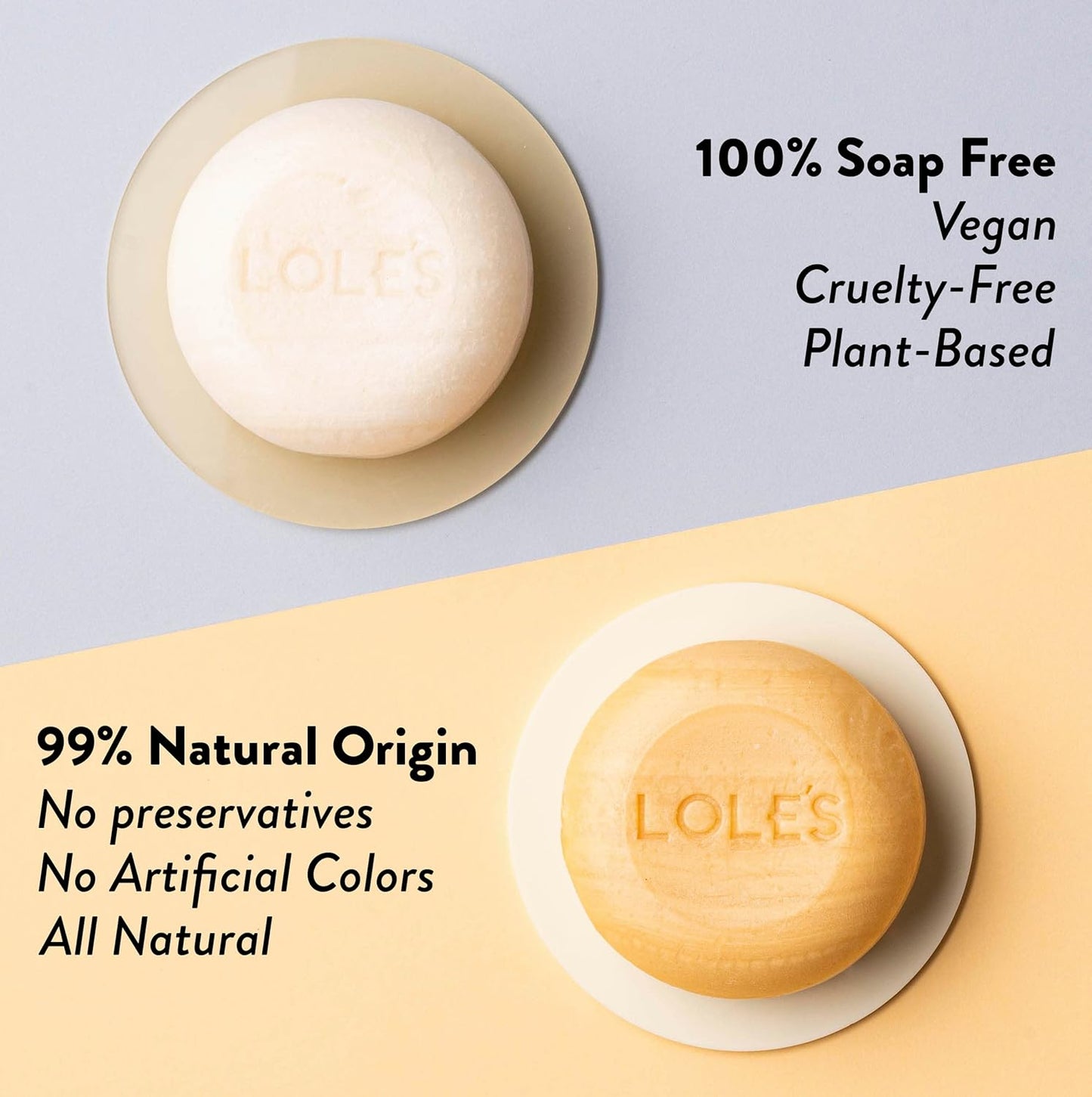 LOLE'S Shampoo Bar and Conditioner, 2in1 with Coconut Oil for Normal Hair, Volume & Strength, 99% Natural Origin, Sustainably Sourced, 3.5Oz