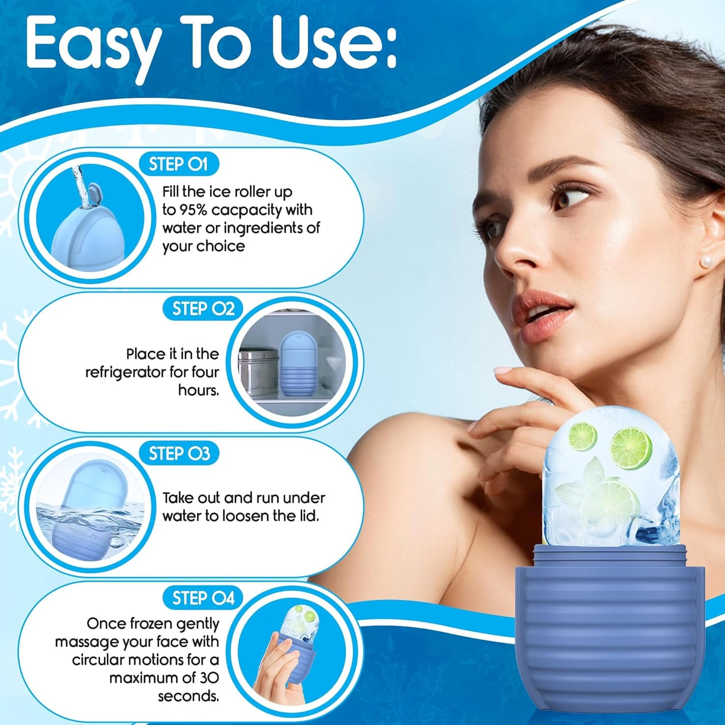 1Pcs Ice Roller for Face, Ice Face Roller, Reusable Silicone Ice Mold for Face, Facial Beauty Ice Roller Skin Care Tools for Shrink Pores Anti Wrinkle Reduce Puffiness (Black)