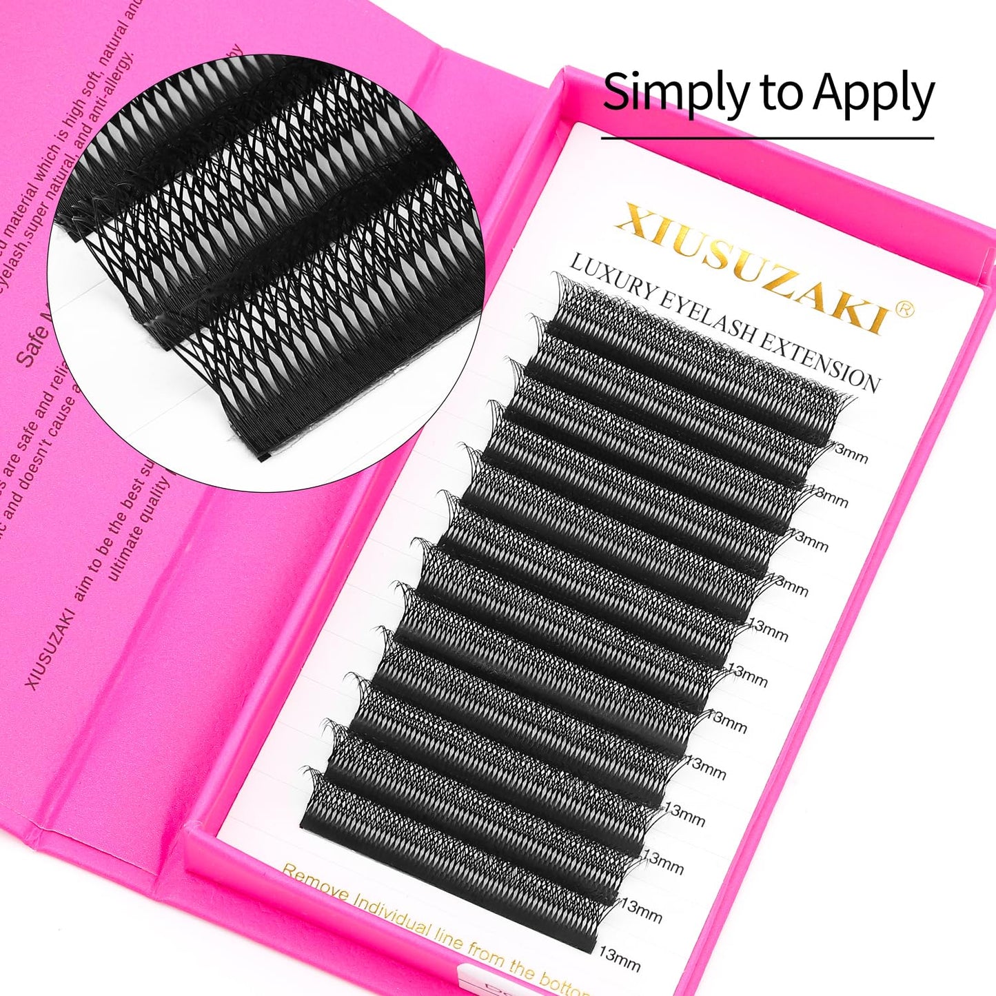Lash Extensions Double Tips 4D Eyelash Extensions W Shape 0.07mm Thickness D Curl 13mm Premade Fans Easy Fan Volume Lashes Matte Black Crisscross(W-4D-Double Tips-0.07-D,13mm)