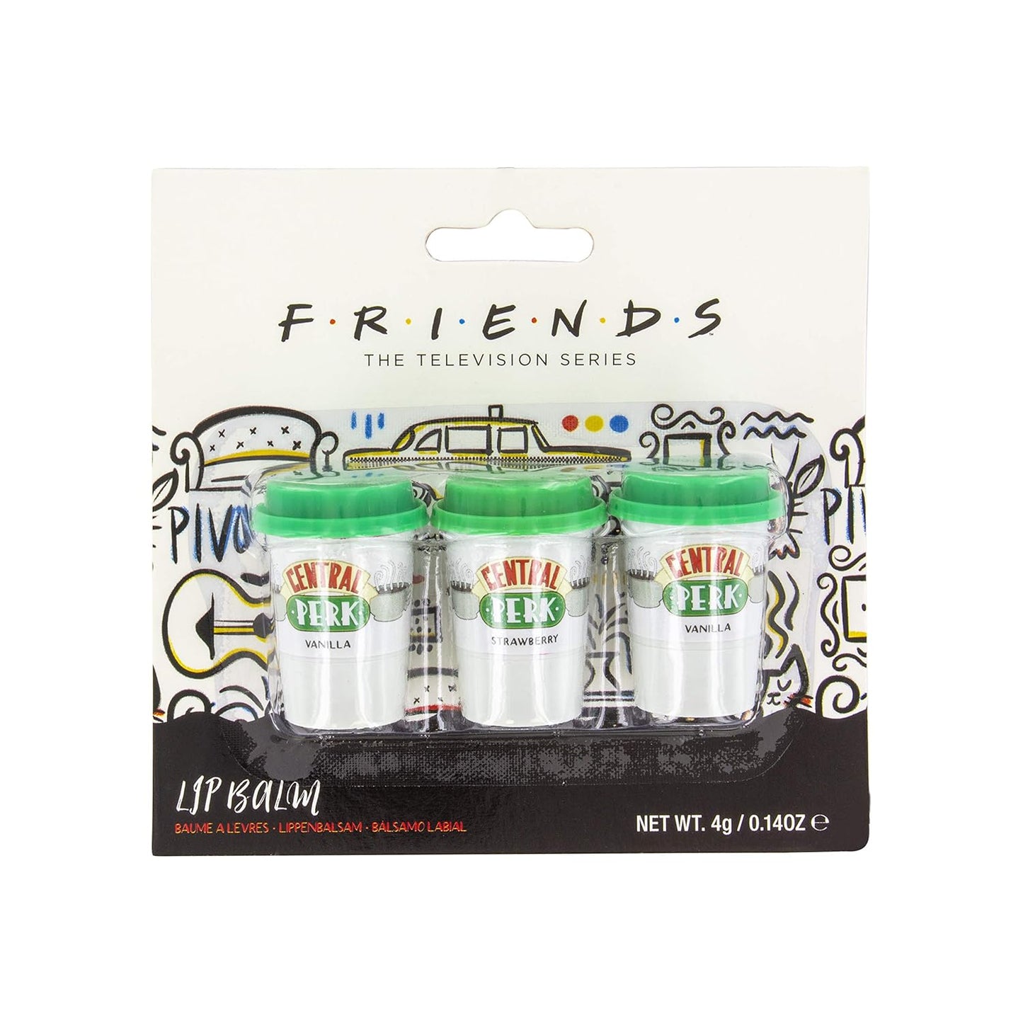 Central Perk Lip Balm - Set of 3 Flavored Chapsticks - Officially Licensed Friends TV Show Merchandise
