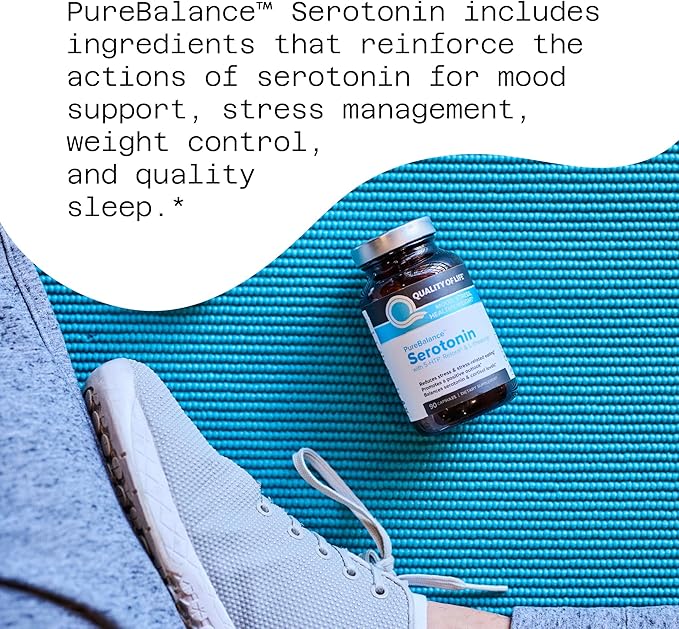 Quality of Life Pure Balance Serotonin Premium–Helps Boost Serotonin & Cortisol Levels - Includes 5-HTP, Venetron, Sensoril, Vitamin D3 & L-Theanine–60 Capsules