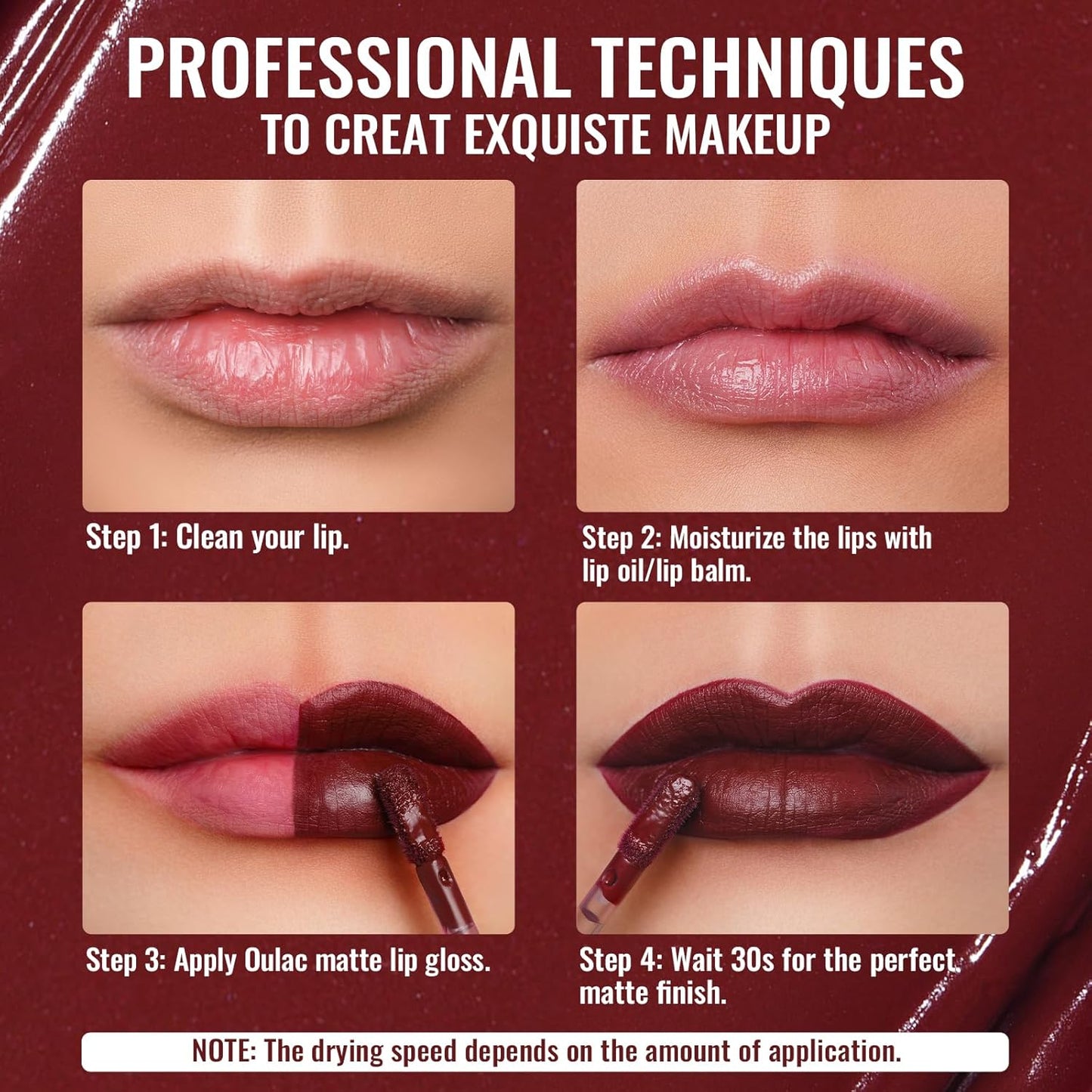 Oulac Matte Liquid Dark Red Lipstick for Women, Long Lasting Lipstick, Waterproof Lip Stain, No Transfer, Creamy High Pigmented Formula with Vitamin E, Vegan & Cruelty-Free M18