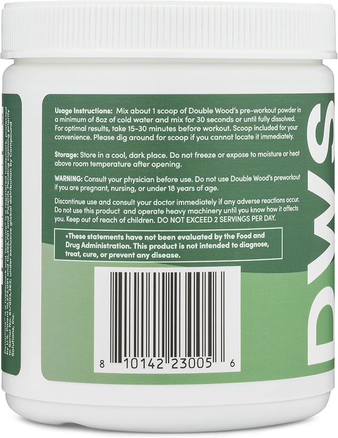 Pre Workout Powder for Men & Women (30 Servings of Caffeine, Beta Alanine, L-Citrulline, Dynamine, L-Theanine, Taurine, Theacrine, & More) Preworkout Powder with Scoop by Double Wood (Fruit Punch)