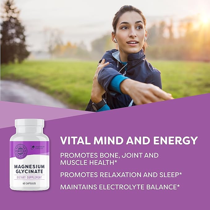Vimergy Magnesium Glycinate, Travel Size - 30 Servings – with Turmeric & Ginger - Promotes Relaxation & Sleep – Supports Bone, Muscle & Heart Health - Gluten-Free, Kosher, Vegan & Paleo (60ct)