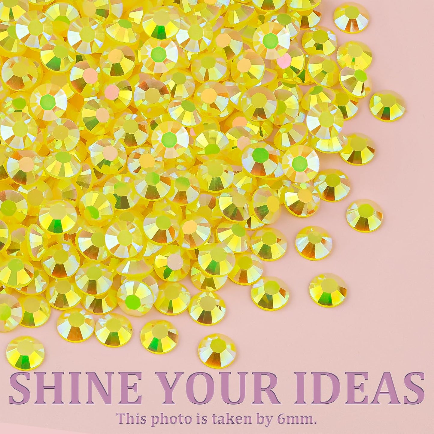 Resin Jelly Rhinestones for Crafting with B7000 Jewelry Glue, 2 Boxes Lemon Yellow AB Flatback Crystals with 3Pcs 10ml Glue, Bedazzling Non Hotfix Gems for DIY Tumblers Clothing Shoes Manicure