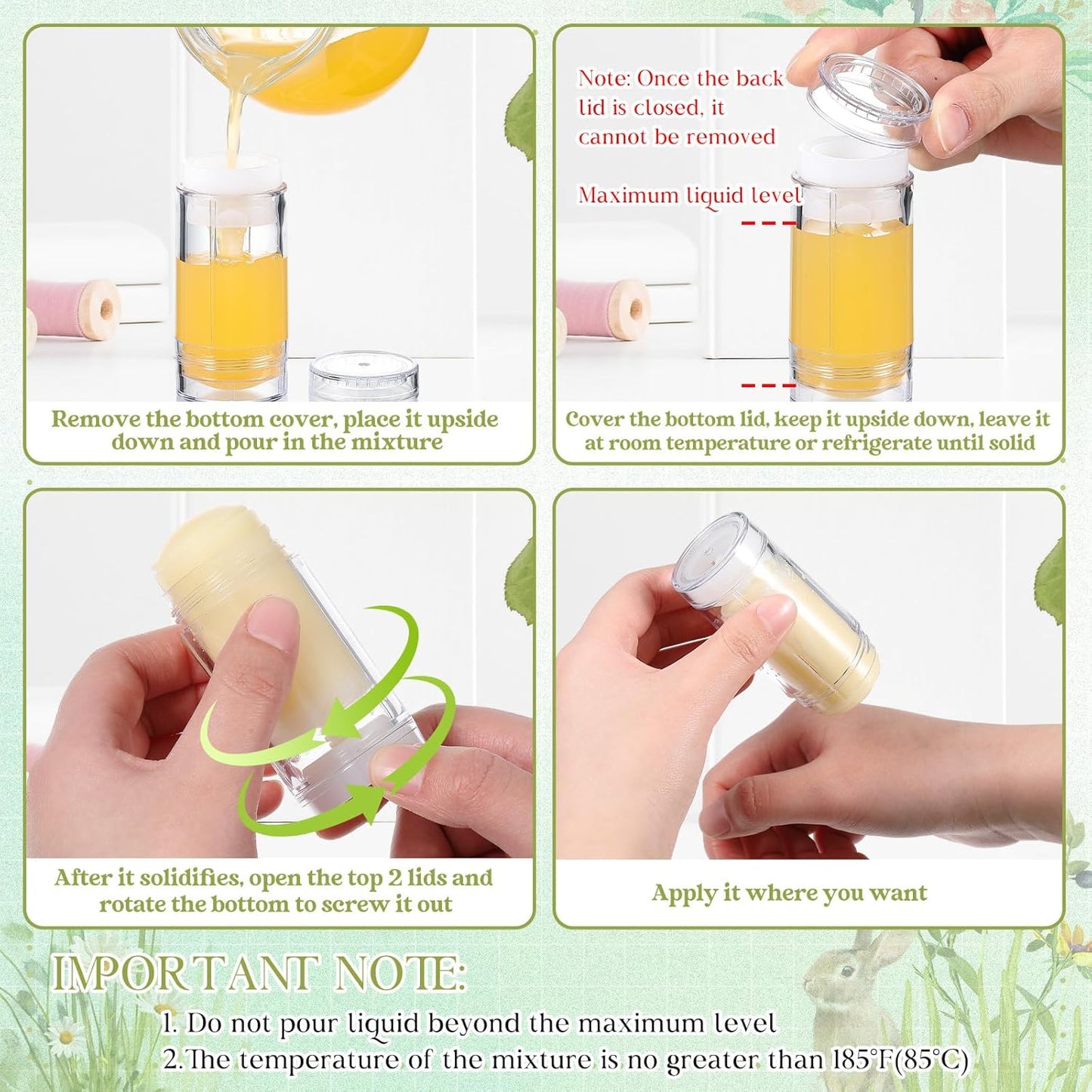 30 Pcs Empty Deodorant Containers Twist up Filling Stick Plastic Deodorant Container Refillable Bottles Bottomfill Round Lip Balm Tubes for Homemade DIY Lipstick Crayon(15 ml,Clear)