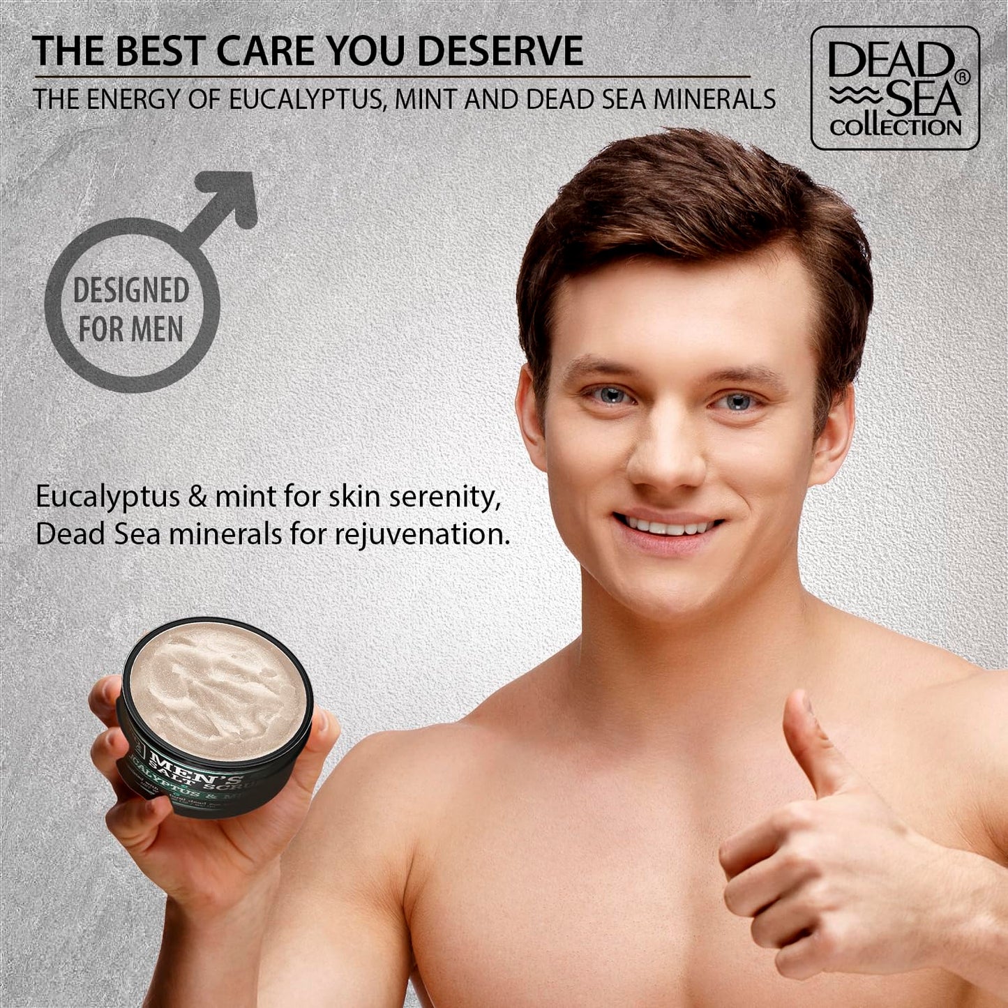 Salt Body Scrub Eucalyptus & Mint For Men– Moisturizes, Exfoliates & Nourishes Skin – Cleanses & Detoxifies with Dead Sea Minerals – Dead Sea Collection - 23.28 OZ