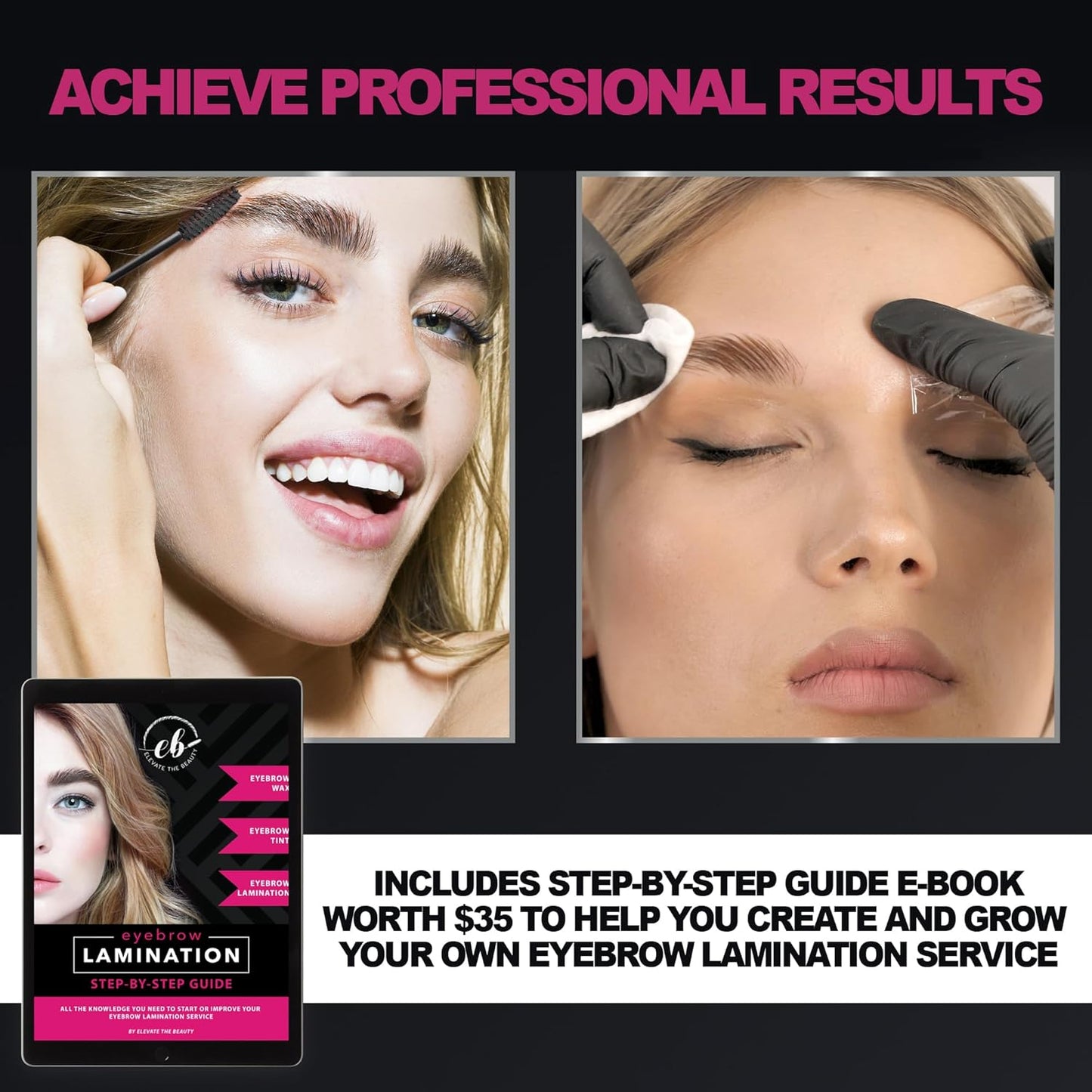 Professional Brow Lamination Kit | Eyebrow Lamination Kit for Professional or DIY Use at Home | Easy to Use | Brows Brushes Added