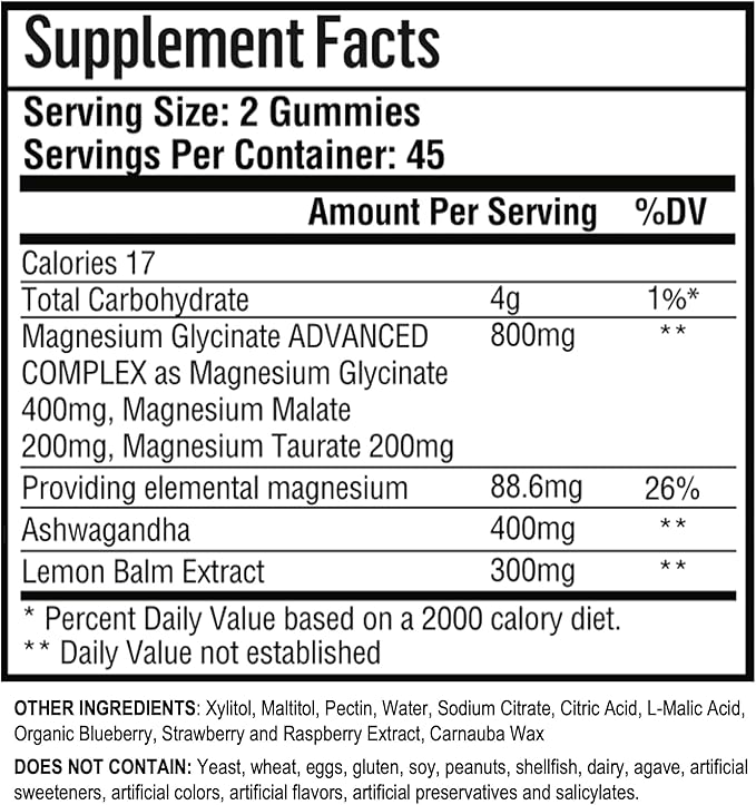 180 CT Calm Magnesium Glycinate Gummies 400 mg/Serv - with Ashwagandha, Magnesium Malate & Taurate - Sugar Free Chews for Adults & Kids Relaxation, Stress Relief, Night Rest, Muscle & Cardio Support