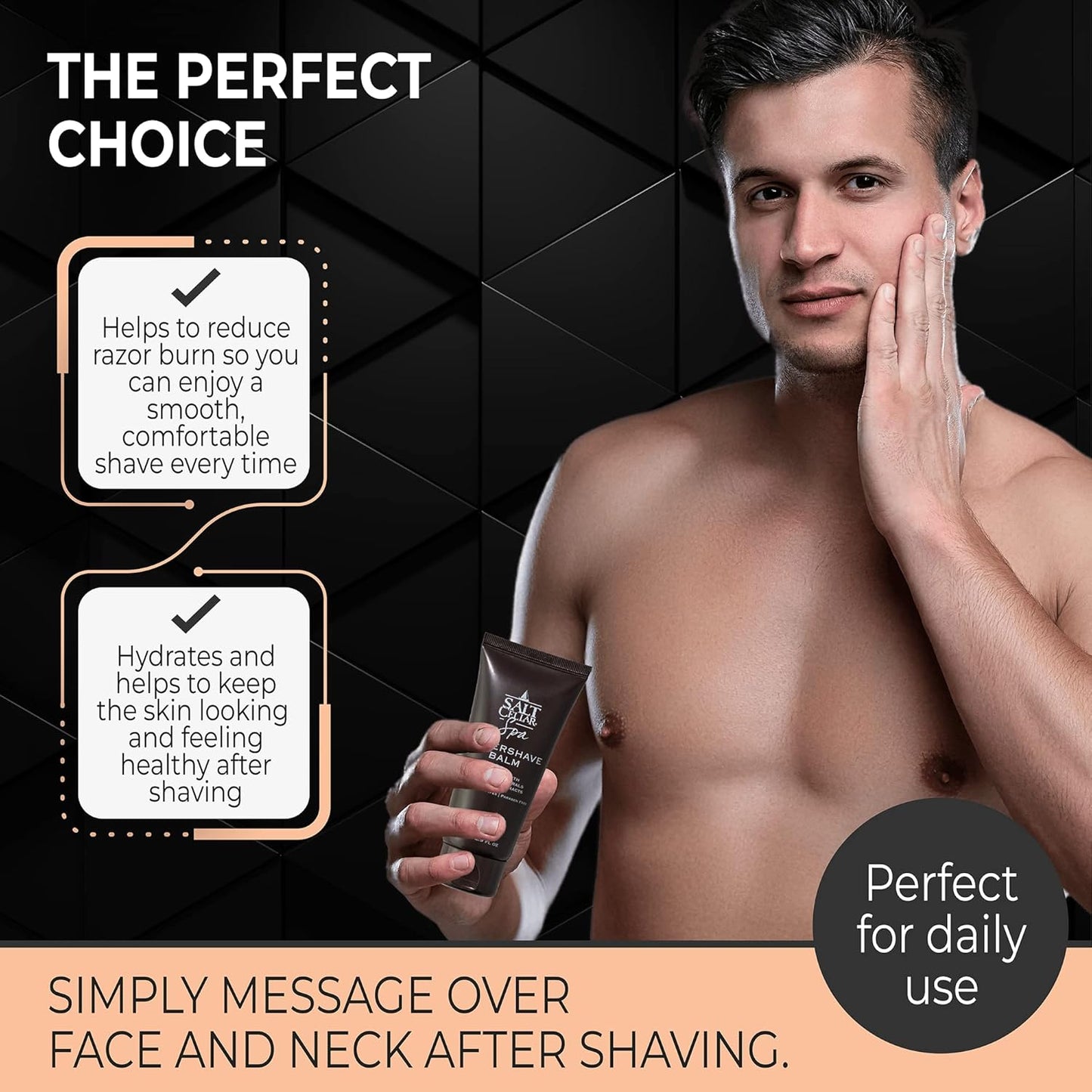 Salt Cellar Dead Sea Aftershave Balm โ All Natural Menโs After Shave Balm Enriched with Dead Sea Minerals โ Soothes Razor Burns and Leaves Skin Smooth, Supple and Well Protected โ Paraben Free