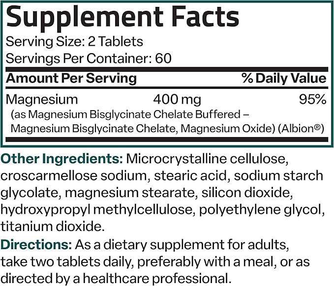 Bronson Magnesium Glycinate 400mg Extra Strength, Vegetarian, Chelated for Absorption Gentle on The Stomach, Non-GMO, 120 Tablets