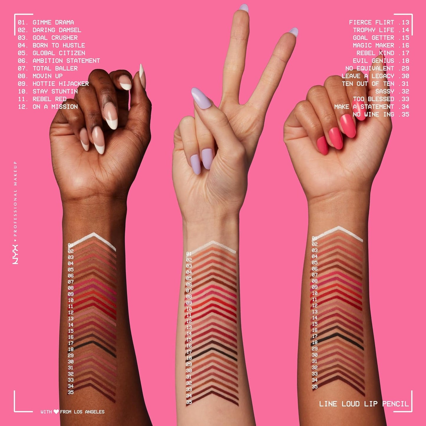 NYX PROFESSIONAL MAKEUP Line Loud Lip Liner, Longwear and Pigmented Lip Pencil with Jojoba Oil & Vitamin E - No Equivalent