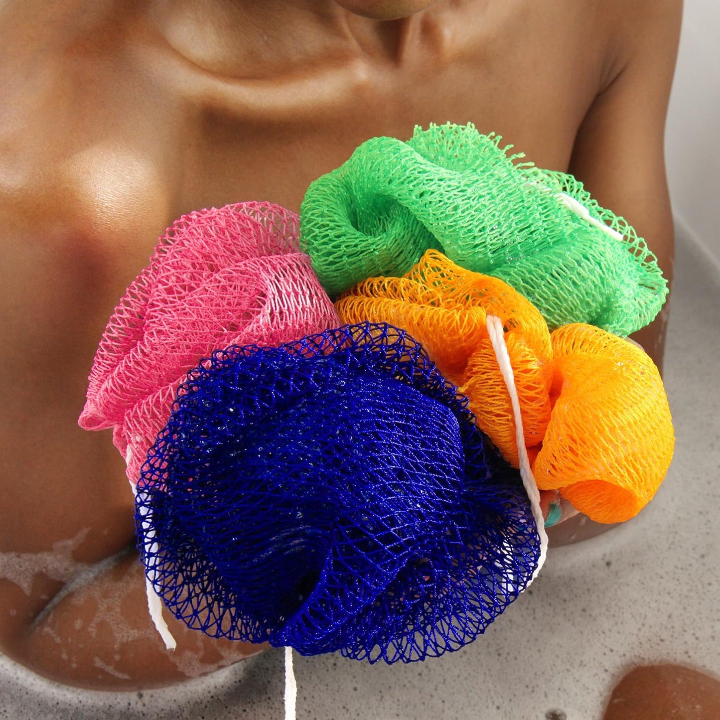 African Net Sponge Authentic - 2 Pieces Real African Exfoliating Sponge with Knots - Afro Back Scrub Net for Body Exfoliator - Bath Loofah Washcloth for Shower Essentials