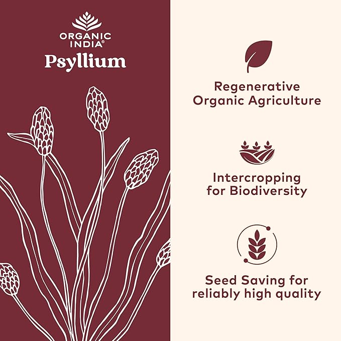 ORGANIC INDIA Psyllium Husk Capsules - Fiber Supplement, Healthy Elimination - Vegan, Keto Friendly, Gluten-Free, USDA Certified Organic, Non-GMO, Soluble & Insoluble Fiber Source - 180 Count