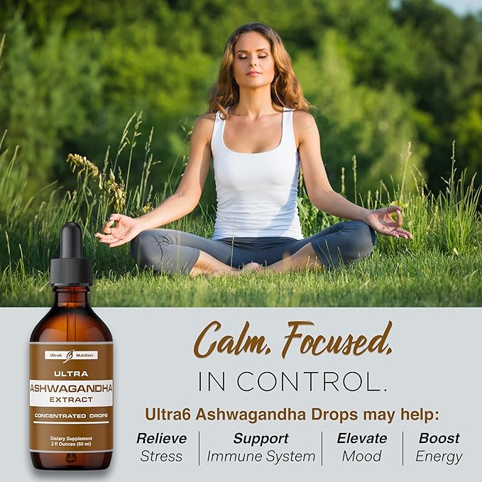 Ashwagandha Liquid Drops - Ashwagandha Supplements with Rhodiola Rosea Tincture - Organic Ashwagandha Root Extract for Mood and Energy - Supplement for Men & Women