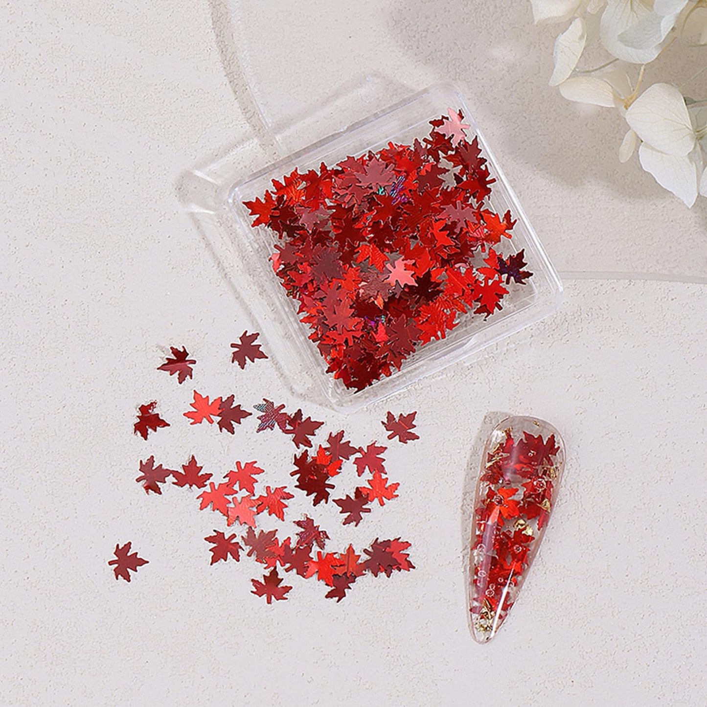 Thanksgiving Glitter Maple Leaf Nail Sequins Fall Nail Flakes Design Nail Charms Holographic Laser Mixed Color 3D Confetti Nail Glitter Sequins for Women