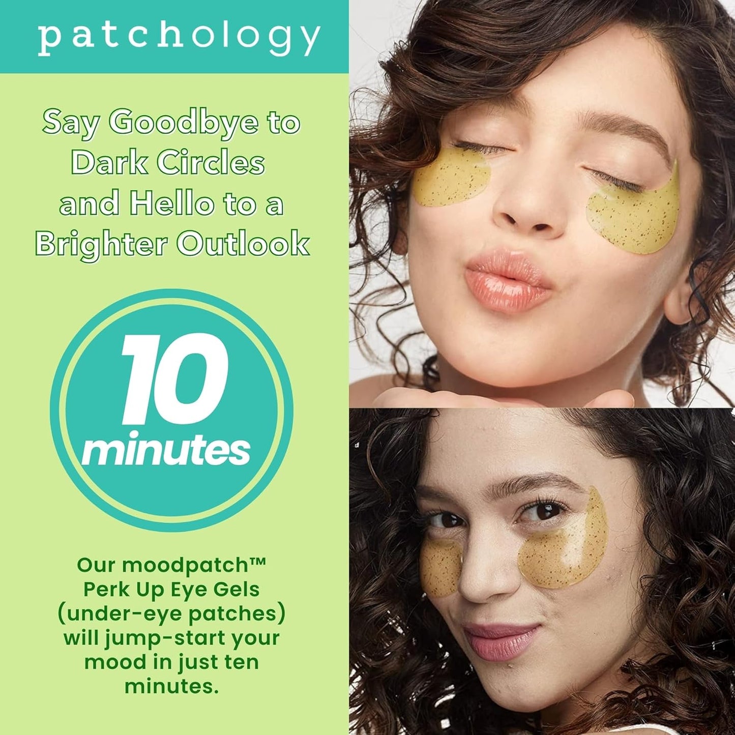 Patchology Perk Up Hydrating Under Eye Masks with Green Tea - Under Eye Patches For Dark Circles and Puffy Eyes Care, Treatment & Moisturizer - Eye Bags, Puffiness & Wrinkles Reducer (5 Pairs)
